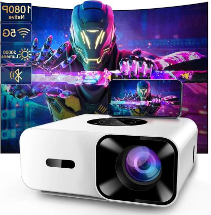 SEMNARE SUCCES Mini Beamer 4K-Unterstützung, 2024 Neuer Full HD 1080P Projektor mit 20000 Lumen, Bluetooth und WiFi, Tragbarer Heimkino Beamer für Smartphone/TV Stick/PS5, HDMI/USB/AV, kompatibel mit iOS/Android