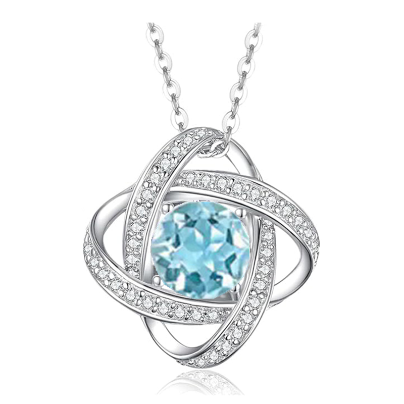 S925 Sterling Silver Love Knot Birthstone Jewelry, Love Knot Necklace， Anniversary Birthday Gifts for Women Wife Girlfriend Mom Daughter
