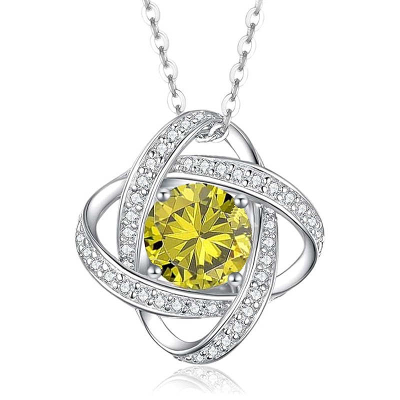 S925 Sterling Silver Love Knot Birthstone Jewelry, Love Knot Necklace， Anniversary Birthday Gifts for Women Wife Girlfriend Mom Daughter