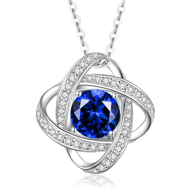 S925 Sterling Silver Love Knot Birthstone Jewelry, Love Knot Necklace， Anniversary Birthday Gifts for Women Wife Girlfriend Mom Daughter