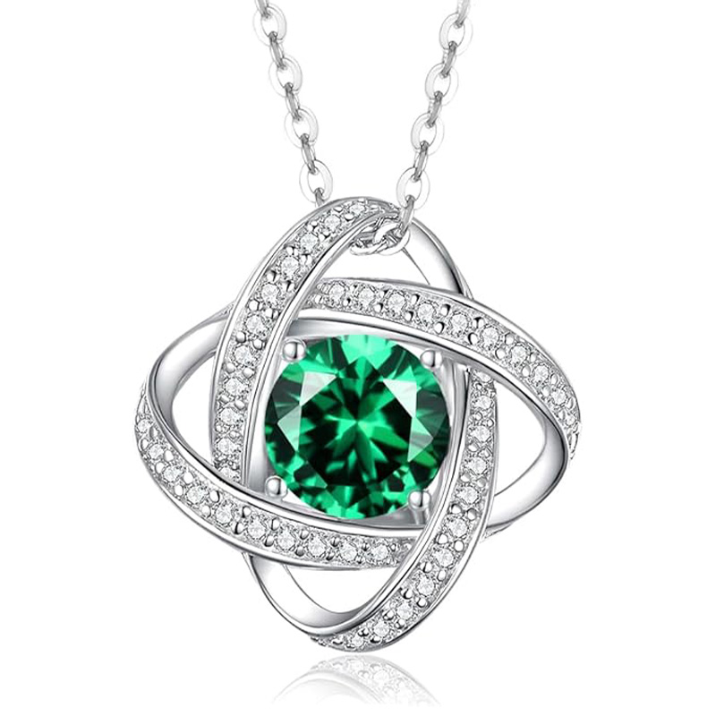 S925 Sterling Silver Love Knot Birthstone Jewelry, Love Knot Necklace， Anniversary Birthday Gifts for Women Wife Girlfriend Mom Daughter