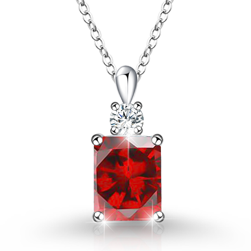 S925 Sterling Silver Multi-Color Gemstone Pendant Necklace – Elegant Sparkle with Pave Setting
