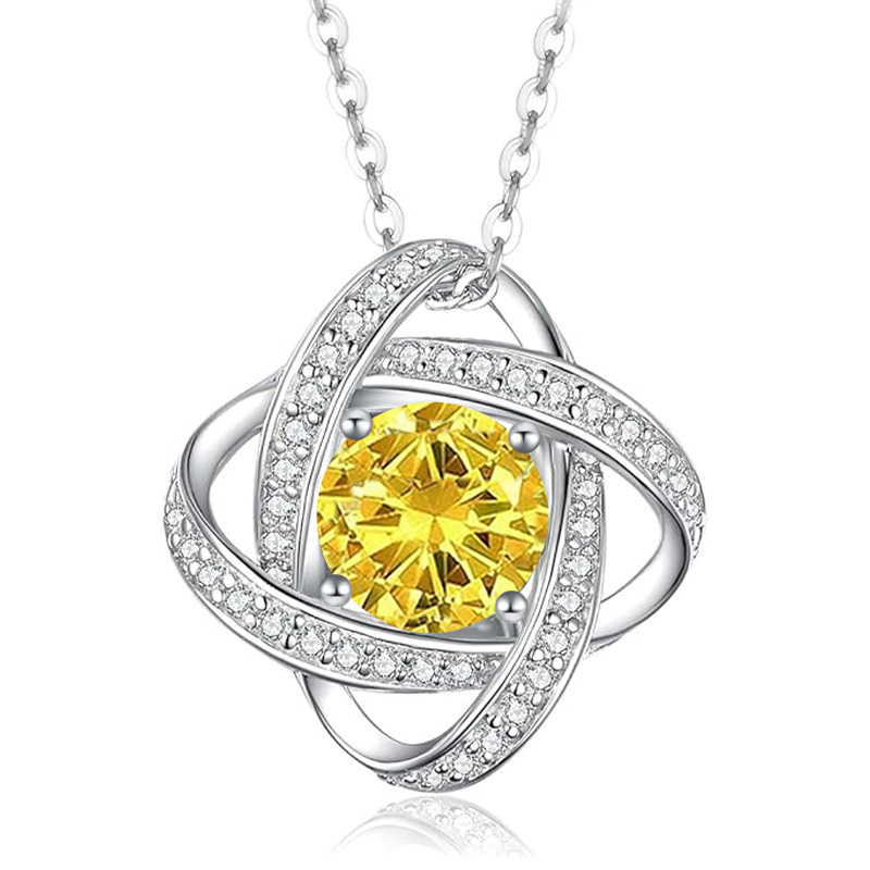 S925 Sterling Silver Love Knot Birthstone Jewelry, Love Knot Necklace， Anniversary Birthday Gifts for Women Wife Girlfriend Mom Daughter