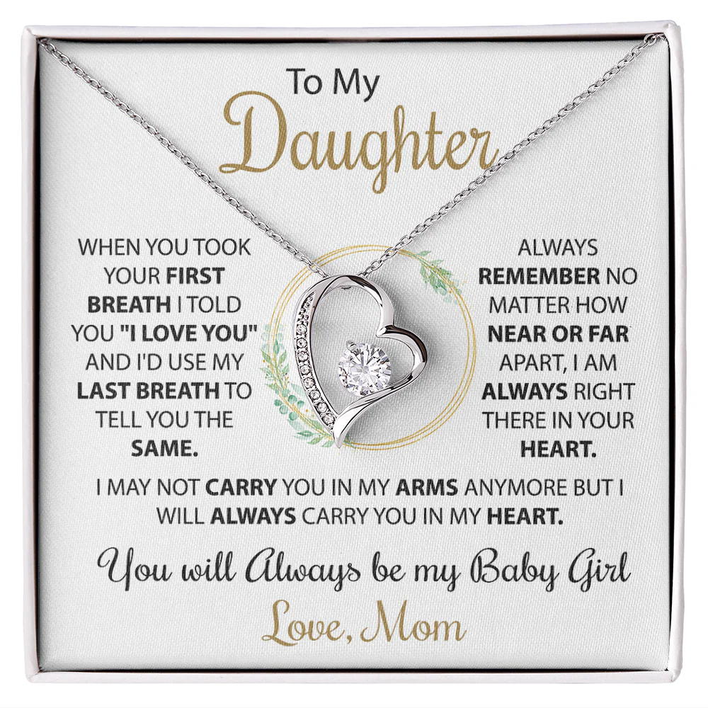 To My Daughter - Love Heart Necklace, from Mom