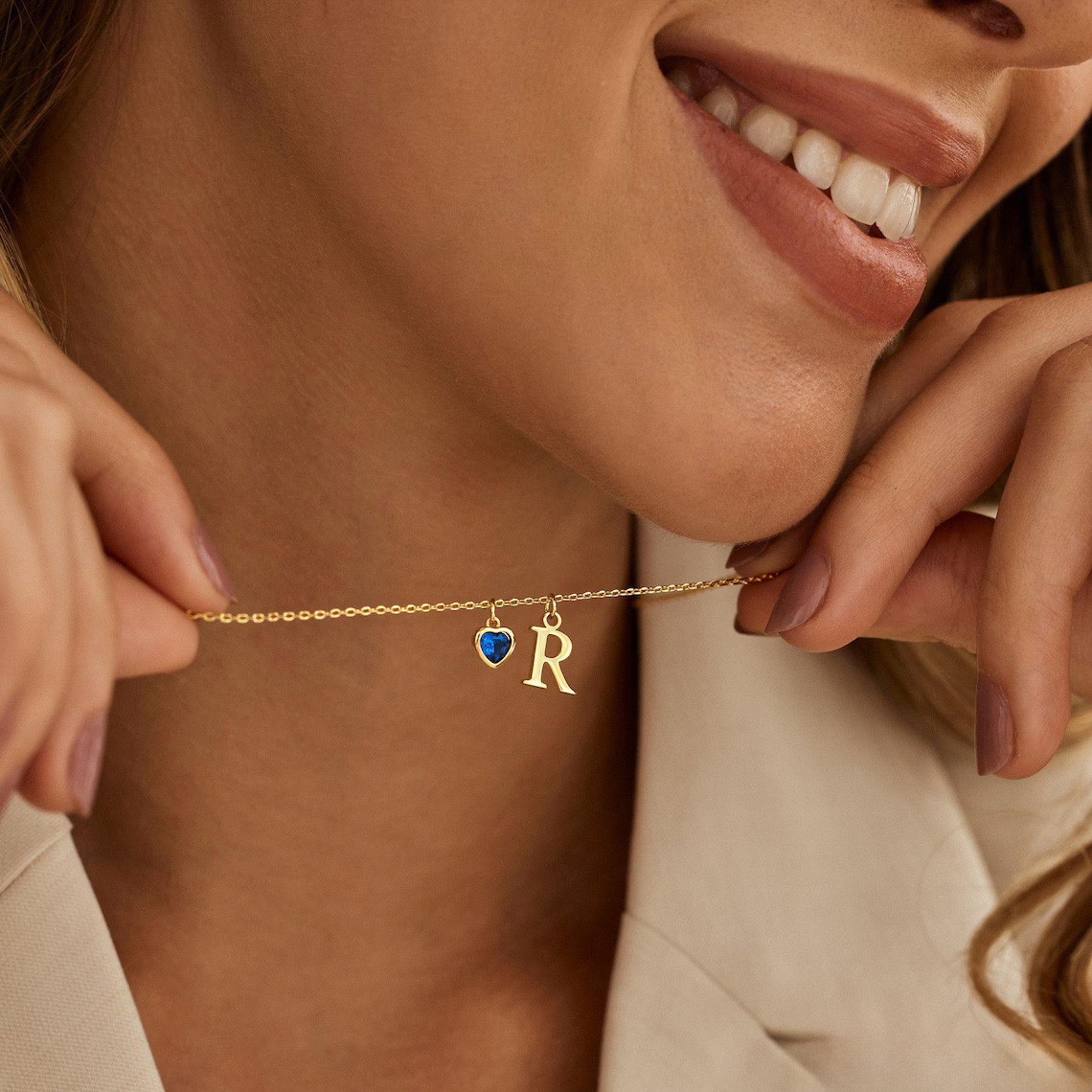 Custom Letter Necklace, Birthstone Jewellery