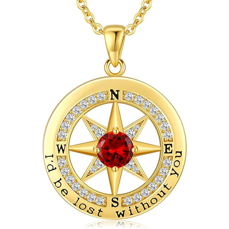 S925 Necklace Gift for Wife |Compass Jewelry |Women Anniversary |Sterling Silver |Girlfriend Birthday Gifts for Her Valentines |I'd be Lost without You