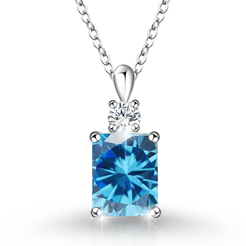 S925 Sterling Silver Multi-Color Gemstone Pendant Necklace – Elegant Sparkle with Pave Setting