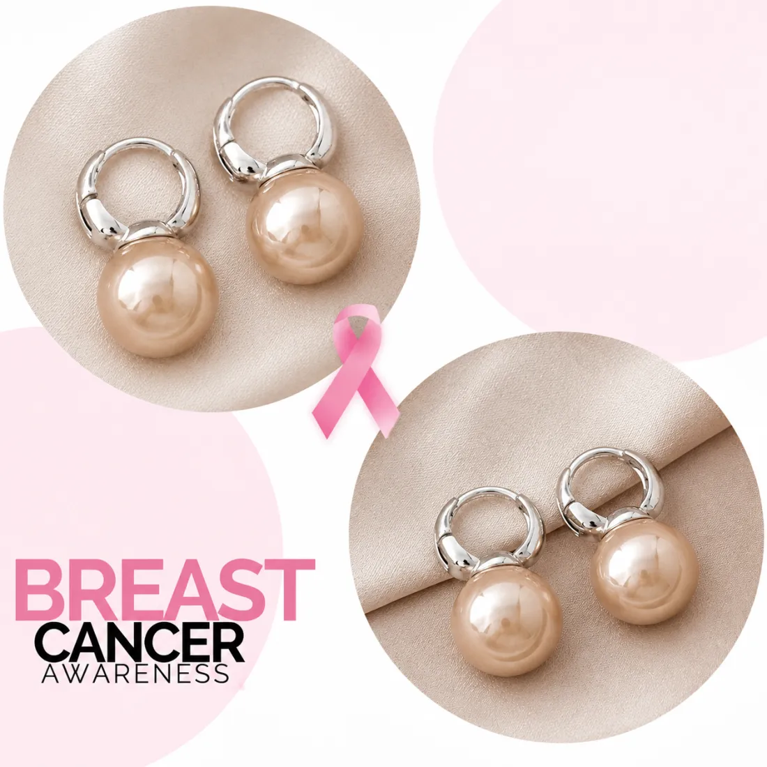 Support Breast Cancer Awareness | Hope Pearl Drop Earrings | Buy 1 Pair Get 1 Pair FREE Today