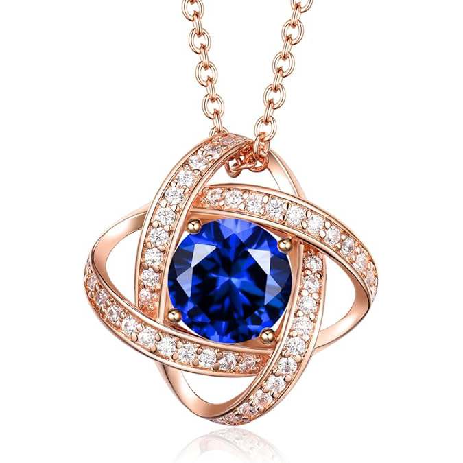 S925 Sterling Silver Love Knot Birthstone Jewelry, Love Knot Necklace， Anniversary Birthday Gifts for Women Wife Girlfriend Mom Daughter