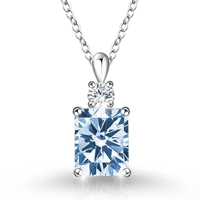 S925 Sterling Silver Multi-Color Gemstone Pendant Necklace – Elegant Sparkle with Pave Setting