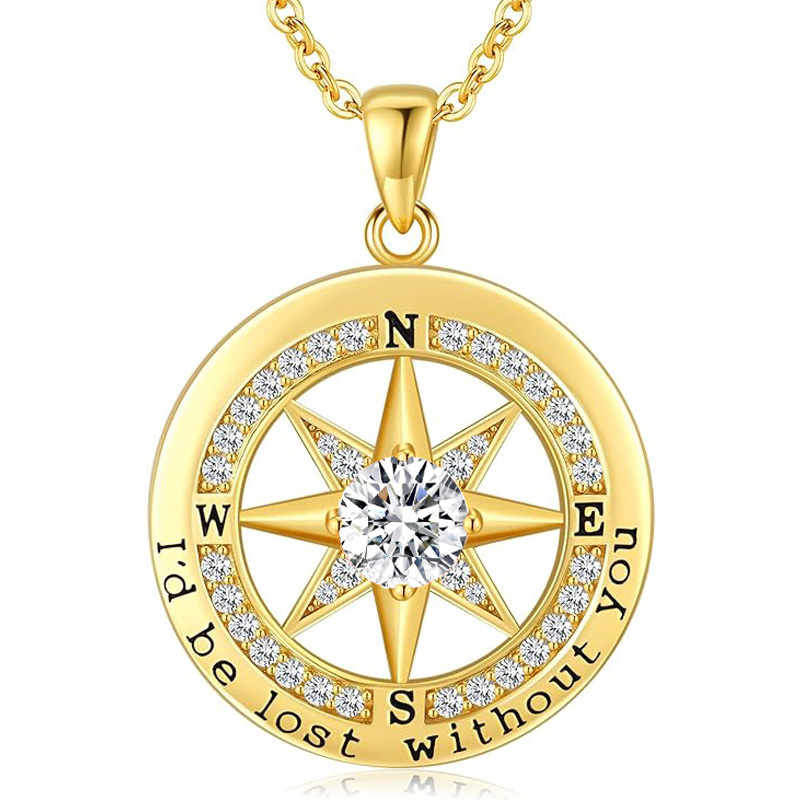 S925 Necklace Gift for Wife |Compass Jewelry |Women Anniversary |Sterling Silver |Girlfriend Birthday Gifts for Her Valentines |I'd be Lost without You