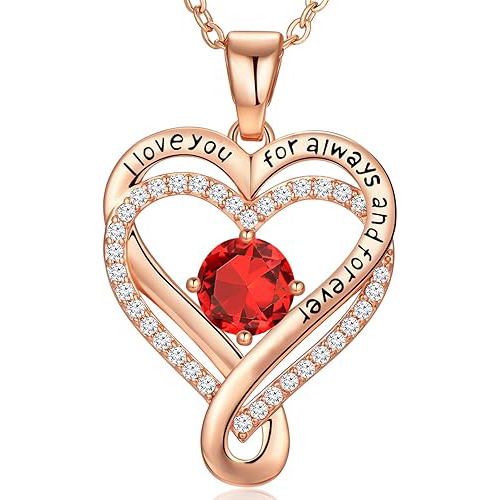 S925 Sterling Silver Engraved Heart Necklace for Lover with Wooden Gift Box & Message Card