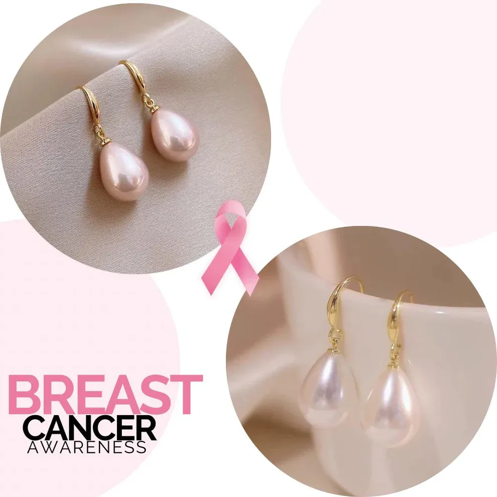 Support Breast Cancer Awareness | Hanging Pearl Drops Earrings | Buy 1 Pair Get 1 Pair FREE Today