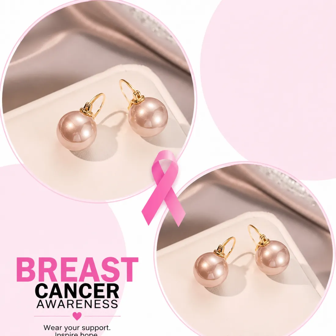 Support Breast Cancer Awareness | Blooming Pearl Basket Earrings | Buy 1 Pair Get 1 Pair FREE Today