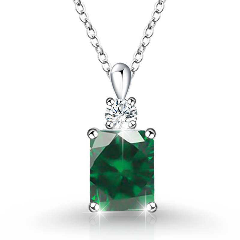S925 Sterling Silver Multi-Color Gemstone Pendant Necklace – Elegant Sparkle with Pave Setting