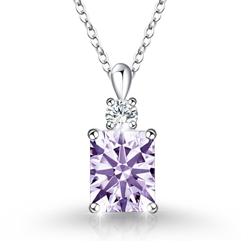 S925 Sterling Silver Multi-Color Gemstone Pendant Necklace – Elegant Sparkle with Pave Setting