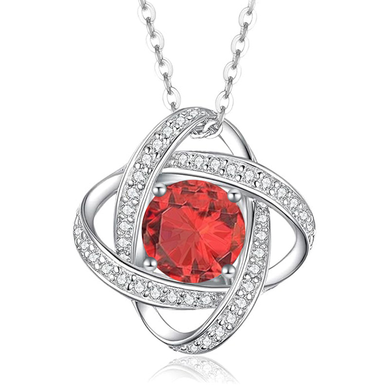 S925 Sterling Silver Love Knot Birthstone Jewelry, Love Knot Necklace， Anniversary Birthday Gifts for Women Wife Girlfriend Mom Daughter
