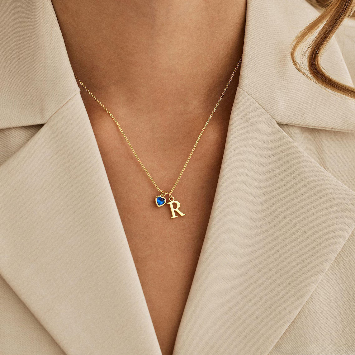 Custom Letter Necklace, Birthstone Jewellery