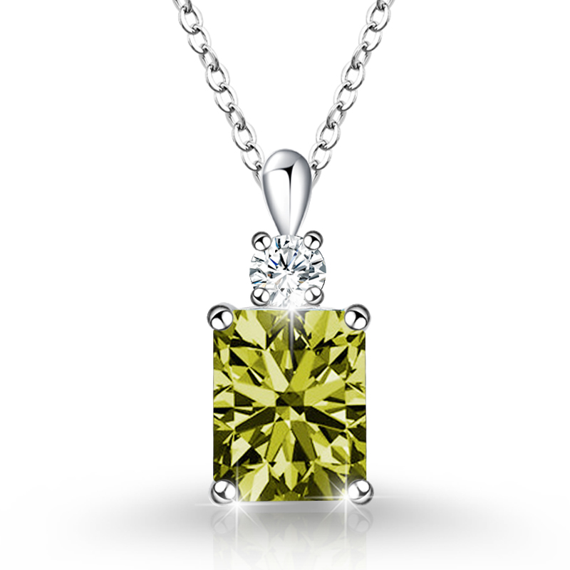 S925 Sterling Silver Multi-Color Gemstone Pendant Necklace – Elegant Sparkle with Pave Setting