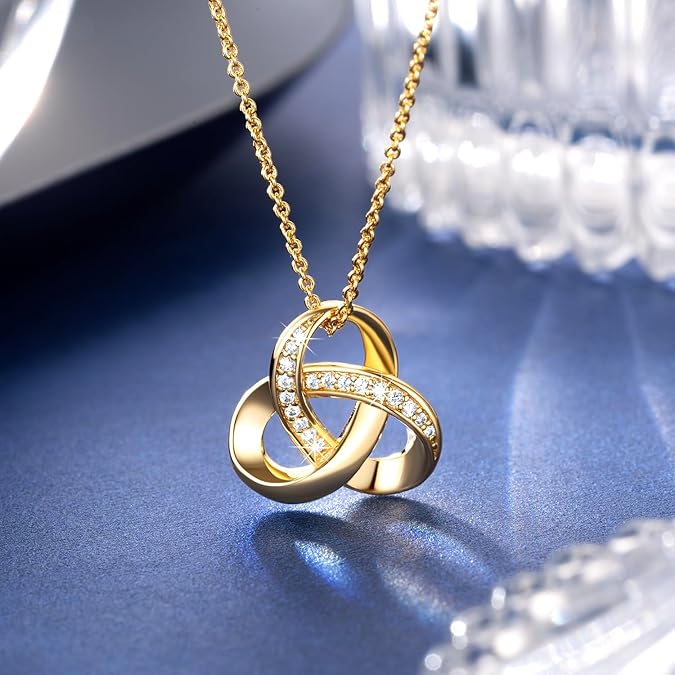 S925 Sterling Silver Love Knot Pendant Necklace – Sparkling Pave Design, Symbol of Eternal Love