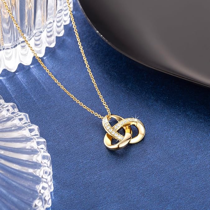 S925 Sterling Silver Love Knot Pendant Necklace – Sparkling Pave Design, Symbol of Eternal Love