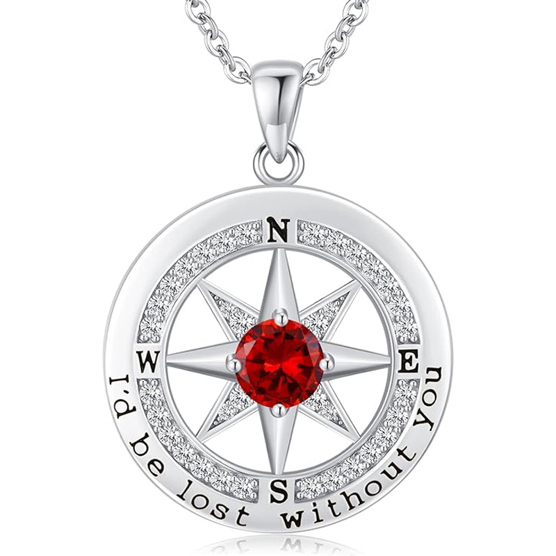 S925 Necklace Gift for Wife |Compass Jewelry |Women Anniversary |Sterling Silver |Girlfriend Birthday Gifts for Her Valentines |I'd be Lost without You