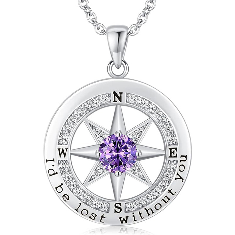 S925 Necklace Gift for Wife |Compass Jewelry |Women Anniversary |Sterling Silver |Girlfriend Birthday Gifts for Her Valentines |I'd be Lost without You