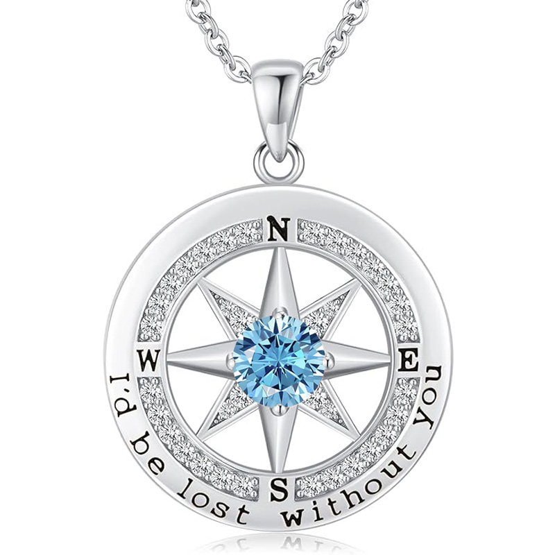 S925 Necklace Gift for Wife |Compass Jewelry |Women Anniversary |Sterling Silver |Girlfriend Birthday Gifts for Her Valentines |I'd be Lost without You