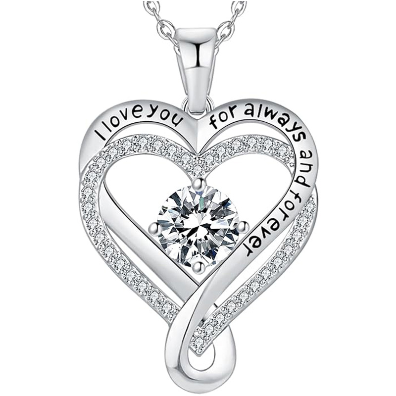 Engraved Heart Necklace for Lover with Exquisite Wooden Box