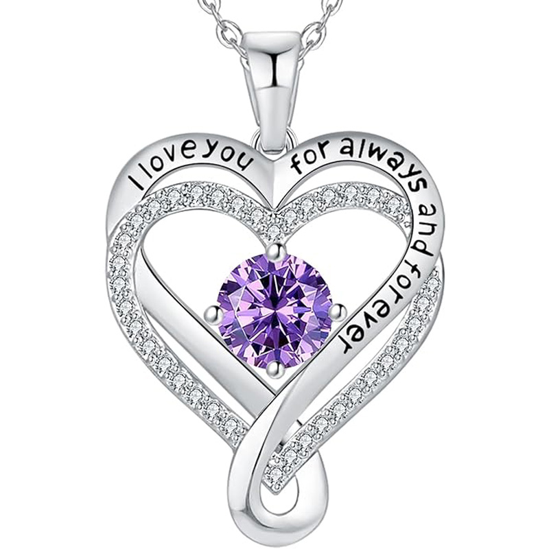 S925 Sterling Silver Engraved Heart Necklace for Lover with Exquisite Wooden Box