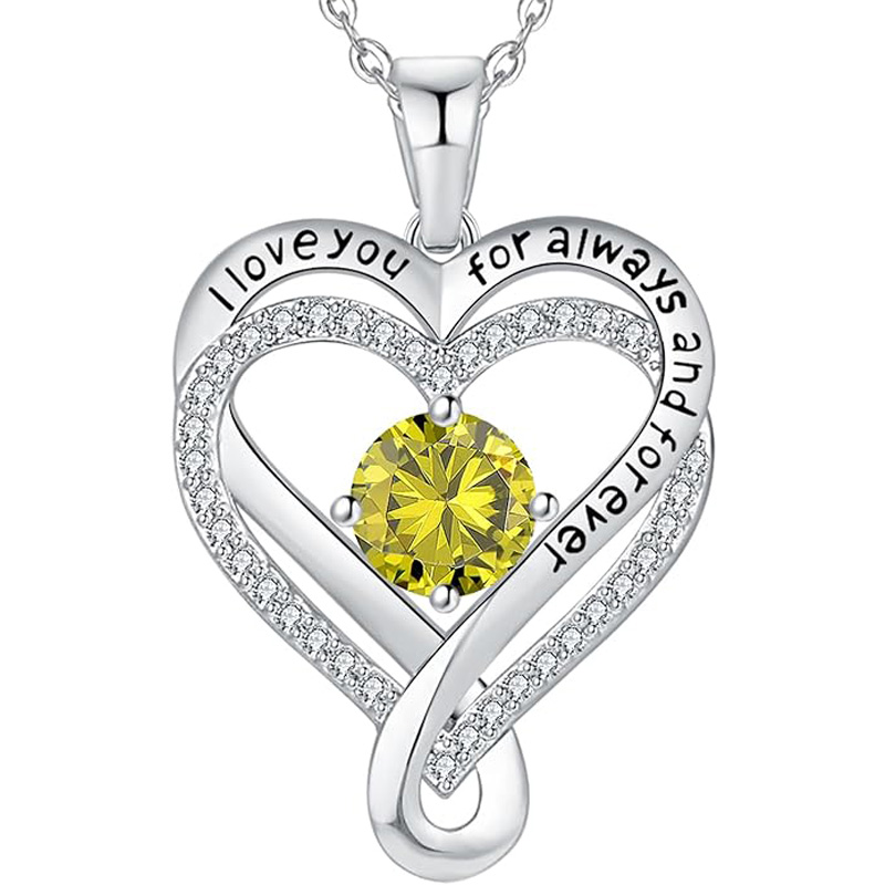 S925 Sterling Silver Engraved Heart Necklace for Lover with Wooden Gift Box & Message Card