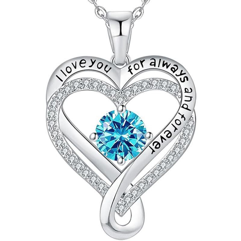 Engraved Heart Necklace for Lover with Exquisite Wooden Box