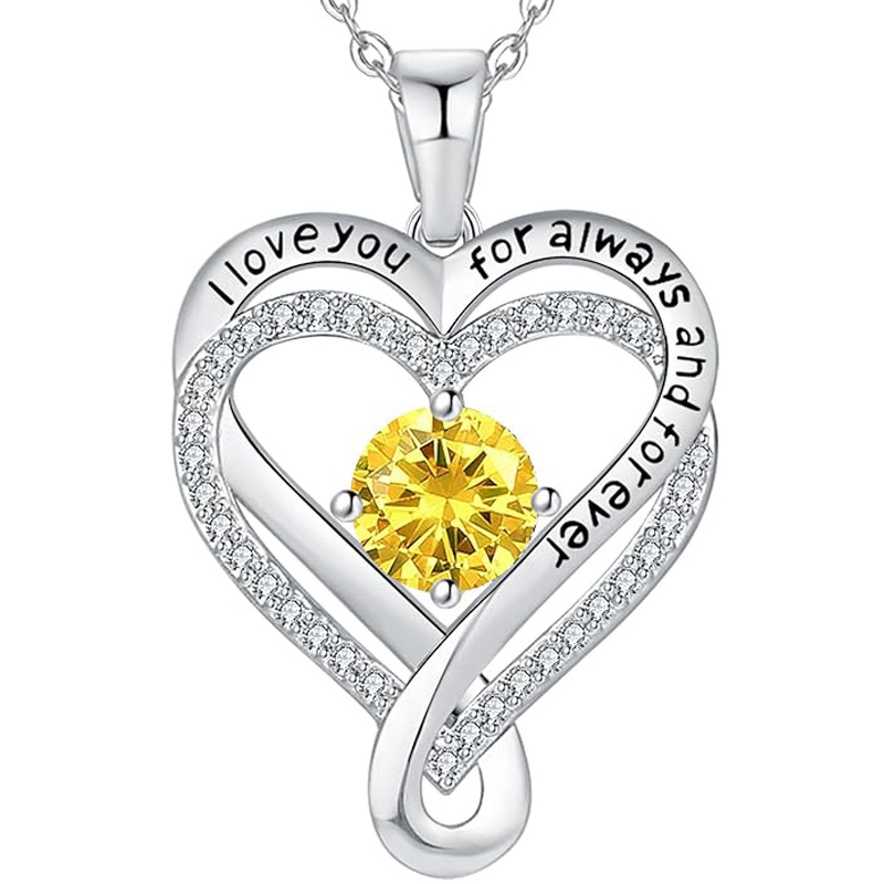 Engraved Heart Necklace for Lover with Exquisite Wooden Box