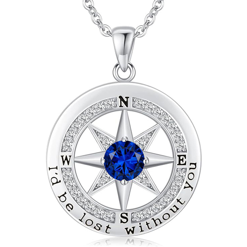 S925 Necklace Gift for Wife |Compass Jewelry |Women Anniversary |Sterling Silver |Girlfriend Birthday Gifts for Her Valentines |I'd be Lost without You