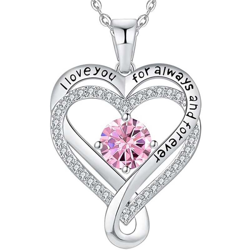 Engraved Heart Necklace for Lover with Exquisite Wooden Box