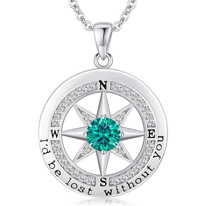 S925 Necklace Gift for Wife |Compass Jewelry |Women Anniversary |Sterling Silver |Girlfriend Birthday Gifts for Her Valentines |I'd be Lost without You