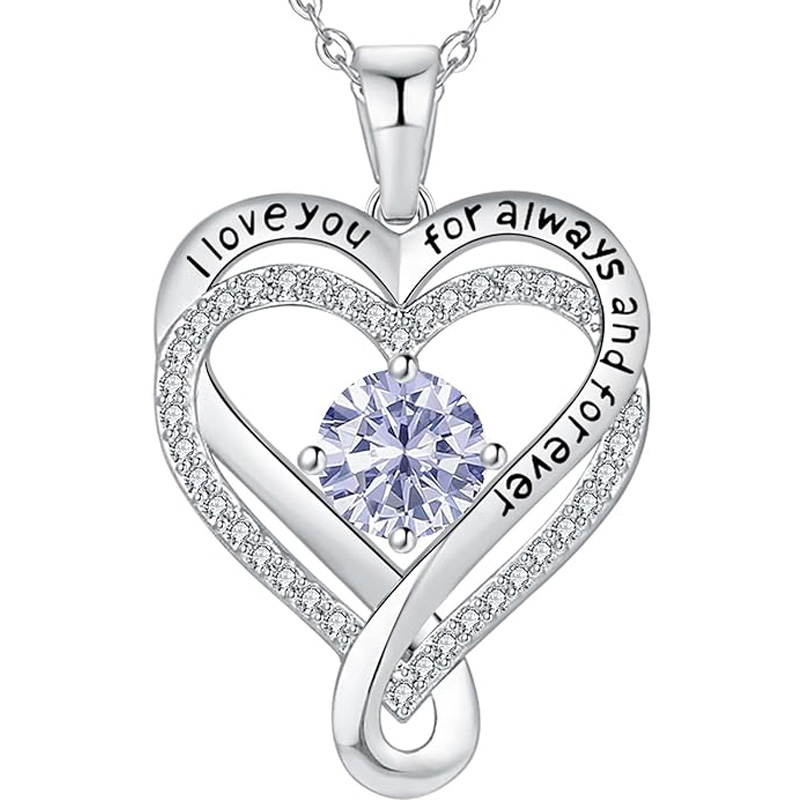 Engraved Heart Necklace for Lover with Exquisite Wooden Box