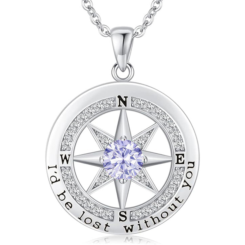 S925 Necklace Gift for Wife |Compass Jewelry |Women Anniversary |Sterling Silver |Girlfriend Birthday Gifts for Her Valentines |I'd be Lost without You