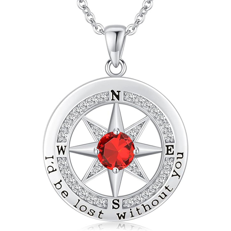 S925 Necklace Gift for Wife |Compass Jewelry |Women Anniversary |Sterling Silver |Girlfriend Birthday Gifts for Her Valentines |I'd be Lost without You
