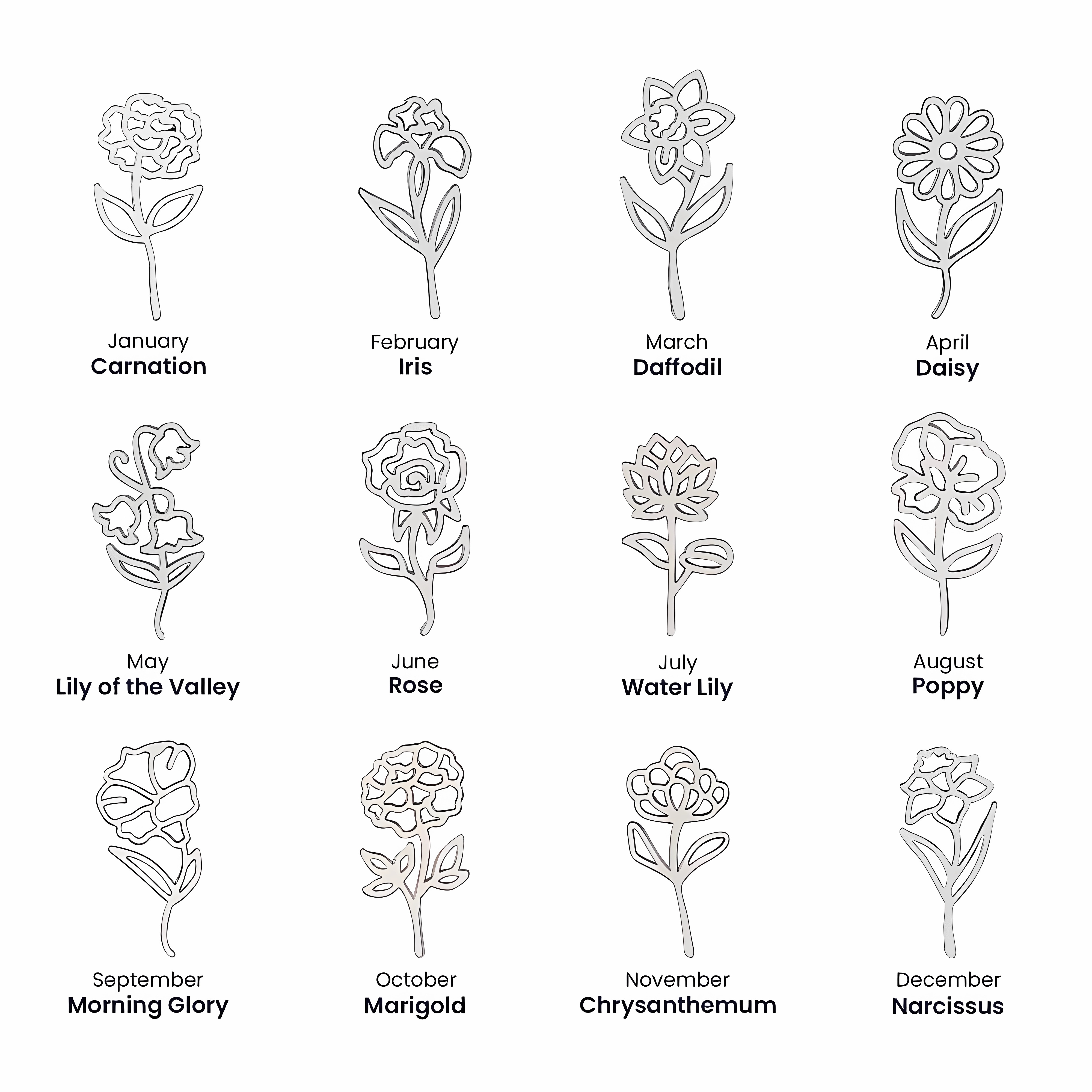 [LIMITED TIME ONLY] No Rain - No Flowers - Never Forget That I Love You | Birth Flower Name Necklace