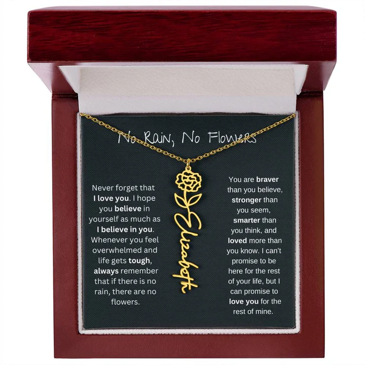 [LIMITED TIME ONLY] No Rain - No Flowers - Never Forget That I Love You | Birth Flower Name Necklace