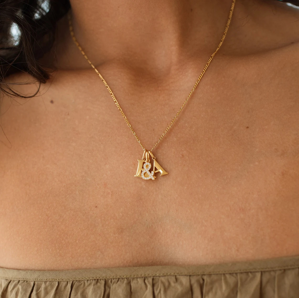 Custom Initials Necklace Personalized Block Letter Pendant