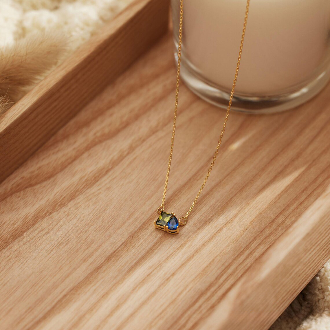 Personalised Birthstone Necklace, Dainty Minimalist Necklace