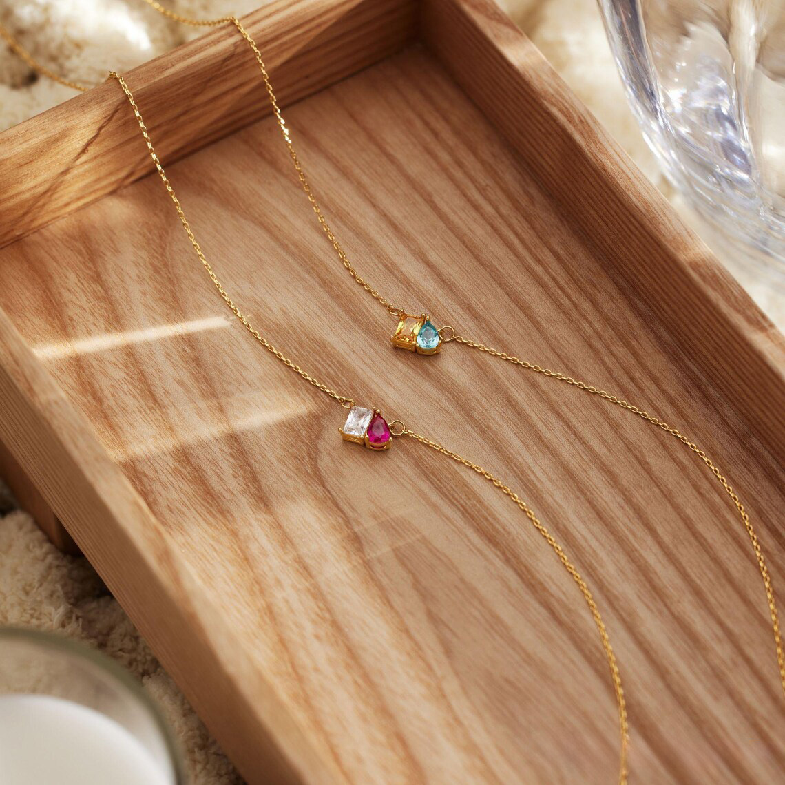 Personalised Birthstone Necklace, Dainty Minimalist Necklace