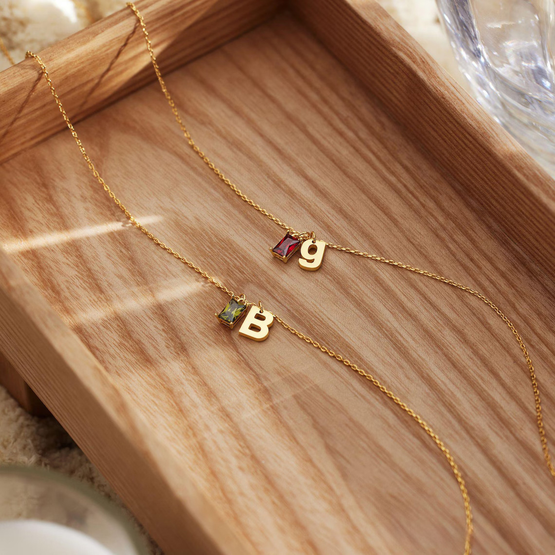 Personalised Initial Necklace with Birthstone