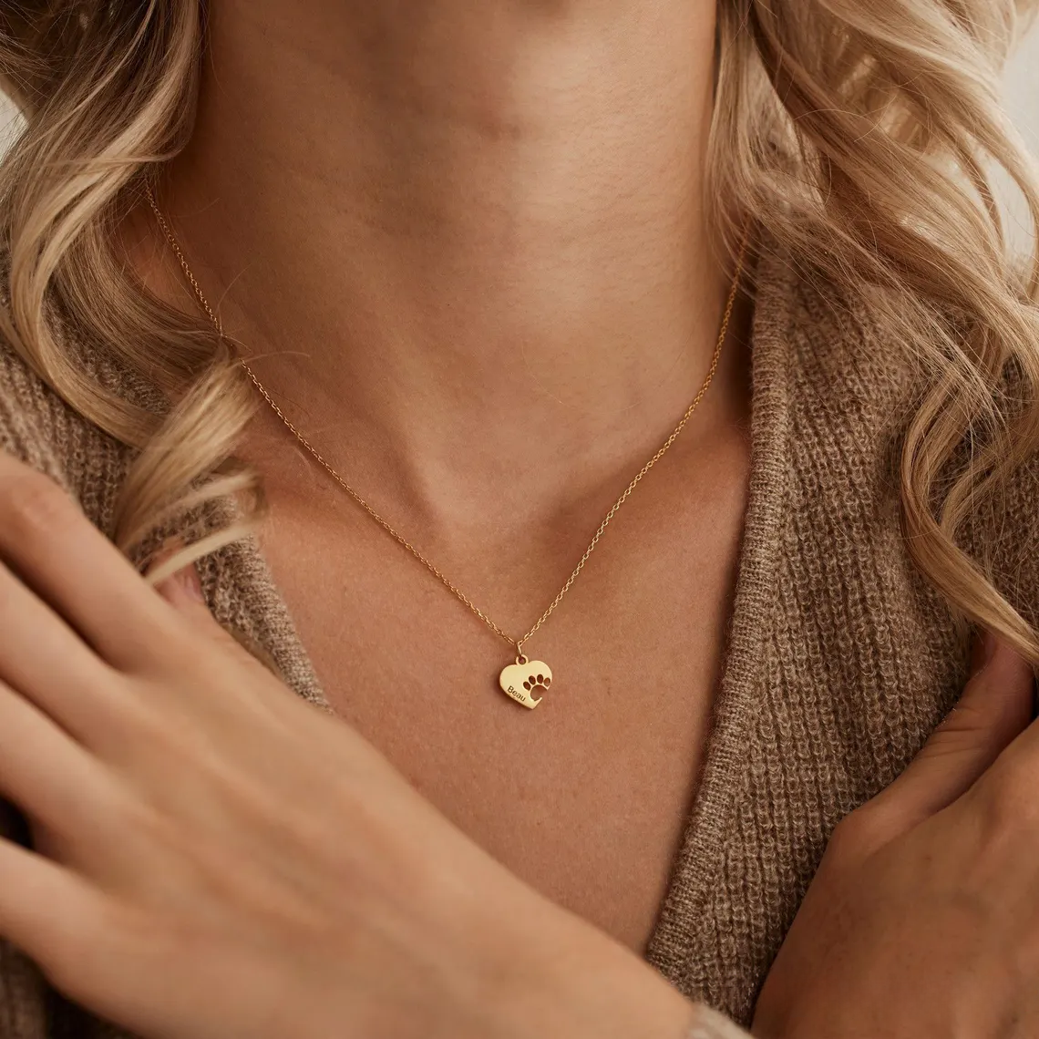 Personalised Paw Name Necklace with Heart