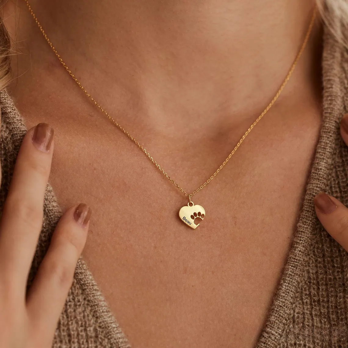 Personalised Paw Name Necklace with Heart