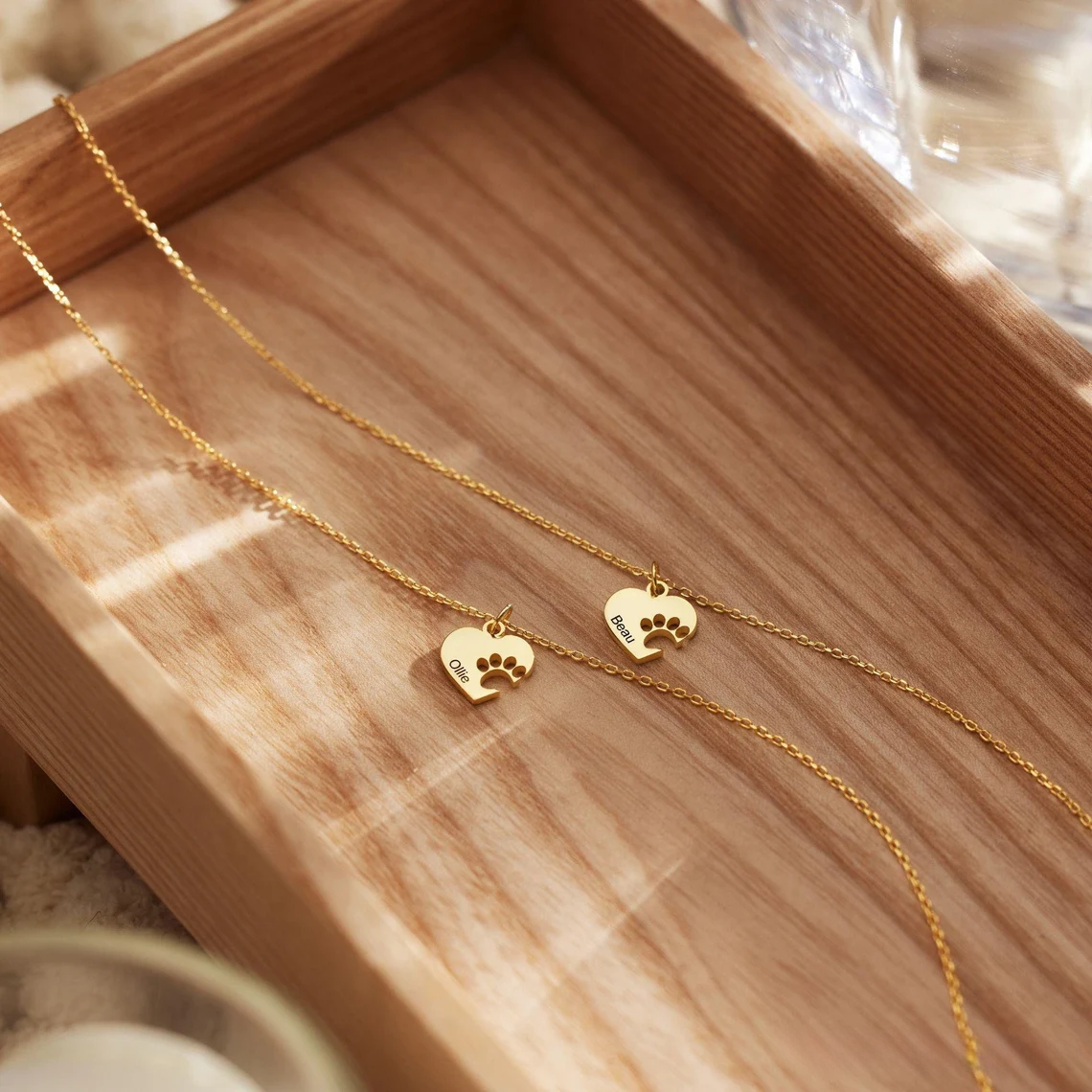 Personalised Paw Name Necklace with Heart