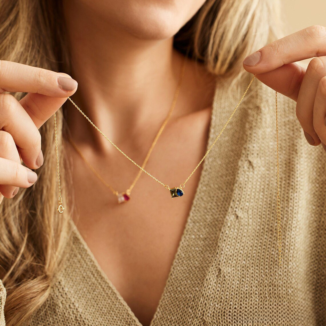 Personalised Birthstone Necklace, Dainty Minimalist Necklace