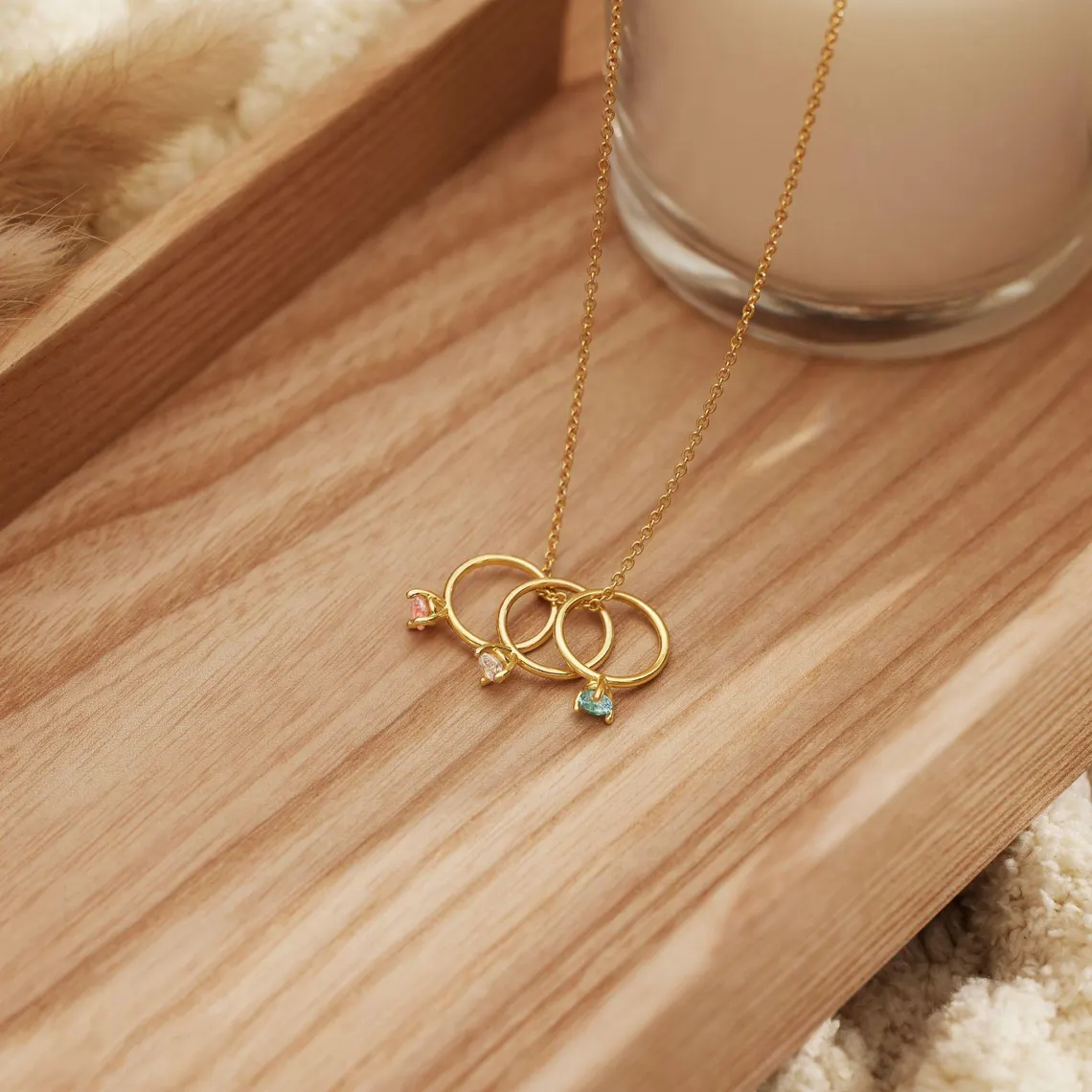 Dainty Birthstone Necklace, Family Birthstone Necklace